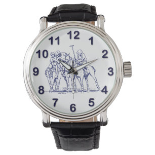 Montre Dessin de match de polo stylisé vintage #1 bleu