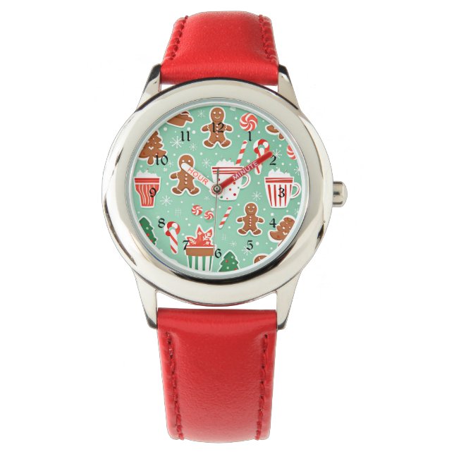 Montre dessin de pain d'épice de Noël (devant)