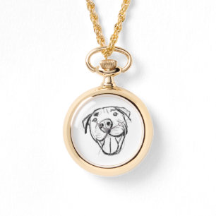 Montre dessin de pitbull simple amoureux des chiens noir