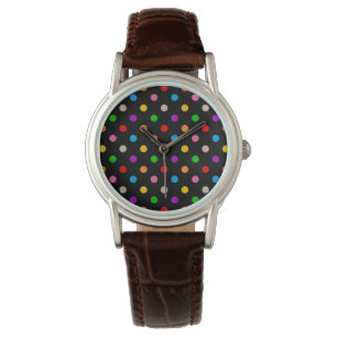 Montre Dessin de points noirs colorés arc-en-ciel
