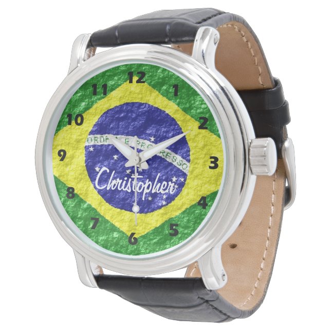 Montre Dessin du drapeau brésilien (Incliné)