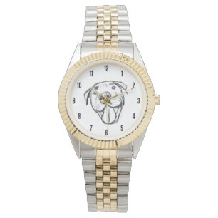 Montre dessin pitbull simple amoureux des chiens noir bla