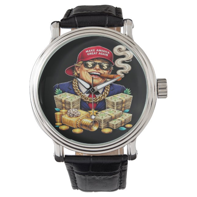 Montre Dessin satirique d'un milliardaire MAGA — Art Pop  (devant)