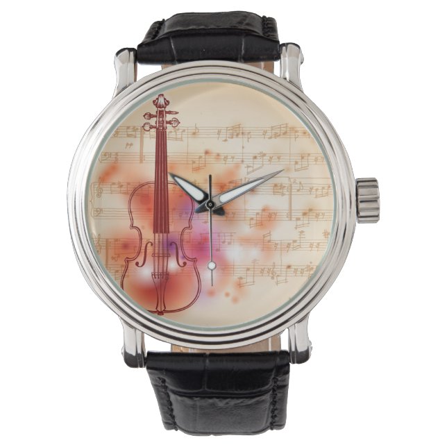 Montre Dessin sur aquarelle arrière - plan de violon (devant)