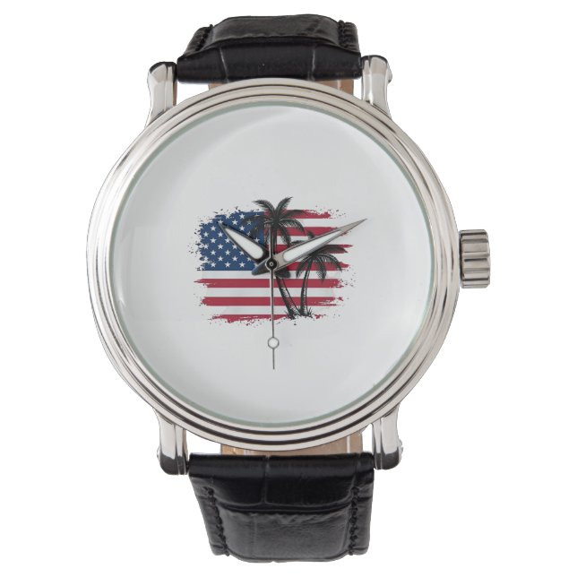 Montre Dessin vectoriel de plage patriotique avec drapeau (devant)