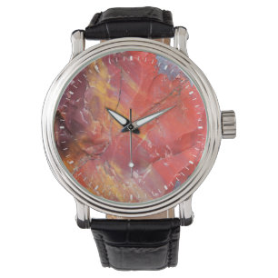 Montre Détail de bois Petrifié rouge, Arizona