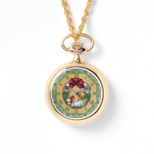 Montre Deux cardinaux ~ Serrure de Noël neigeuse ~ Bow ro