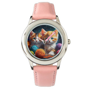 Montre Deux chatons mignons avec des boules de fil