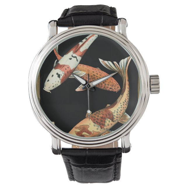 Montre Deux Japonais Koi Goldfish sur un Arrière - plan n (devant)