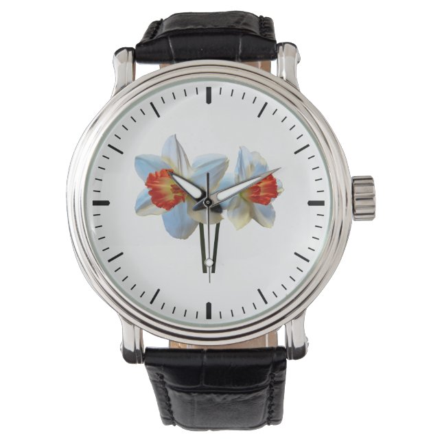 Montre Deux jonquilles blanches et orange (devant)