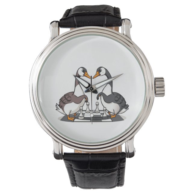 Montre Deux Oies Jouant aux échecs (devant)