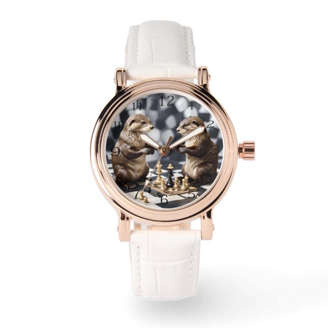 Montre Deux Otters Jouant Aux Échecs, (Recto)