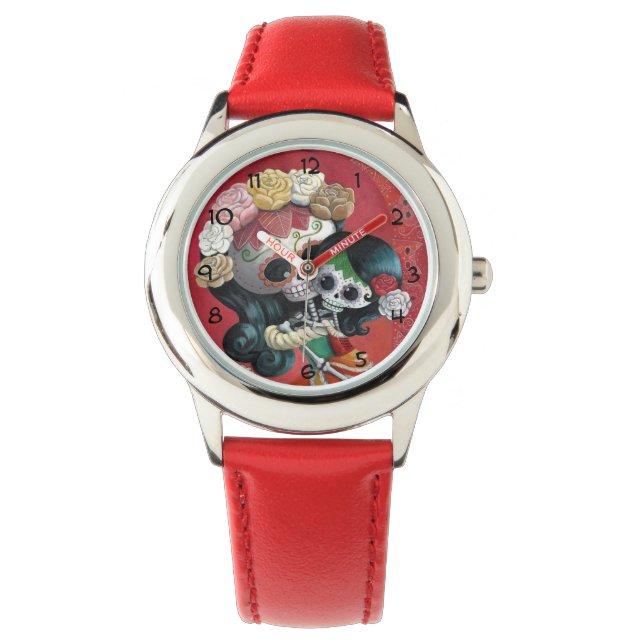 Montre Dia de Los Muertos Skeletons Mère et fille (devant)