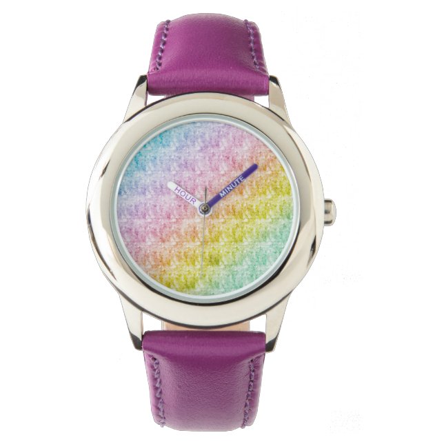 Montre Diagonal Pastel Rainbow Scribbles (devant)