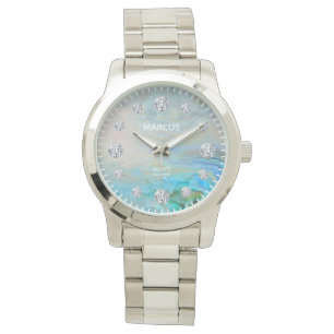 Montre Diamant d'Agate Bleu des Caraïbes