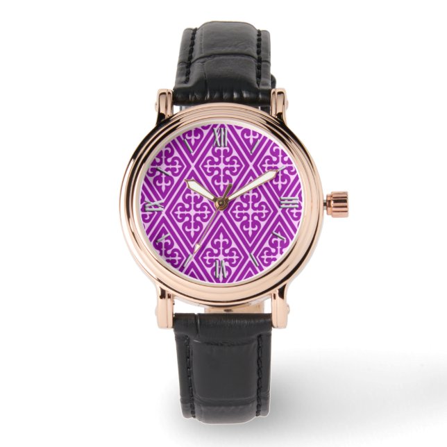 Montre Diamants Damas médiévaux, améthyste violet (Recto)