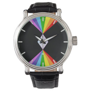Montre Diamants et arcs-en-ciel sur fond noir