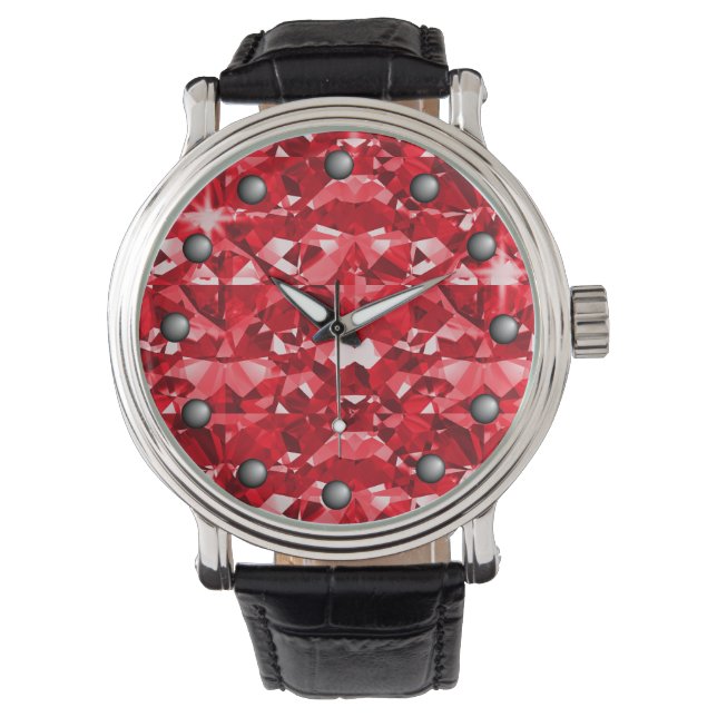 Montre Diamants Ruby Red Sparkle (devant)