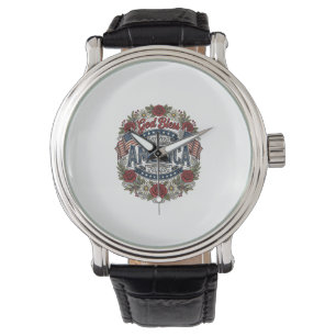 Montre Dieu Bénisse l'Amérique Floral Patriotique Vintage