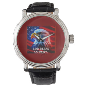 Montre Dieu bénisse l'Amérique US Drapeau de l'aigle