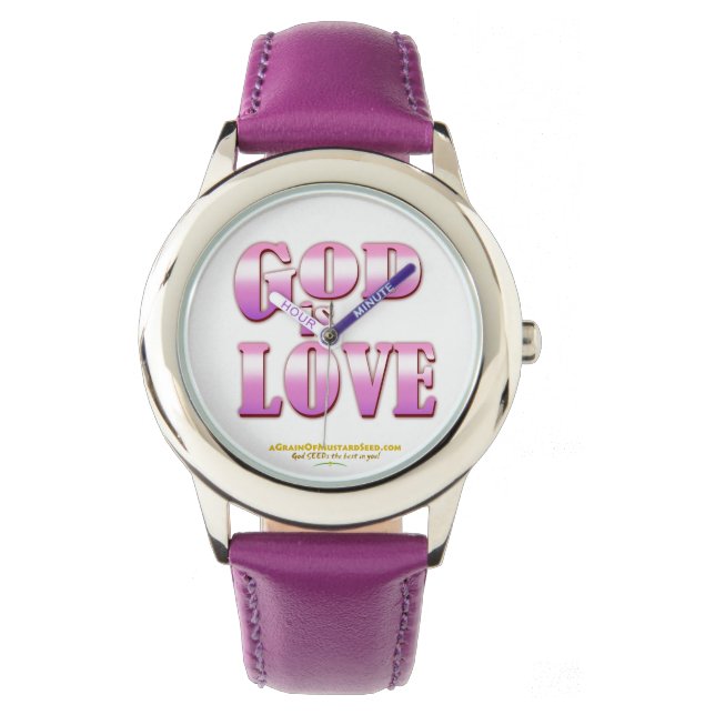 Montre Dieu est amour Agrainofmustardseed.com Violet (devant)