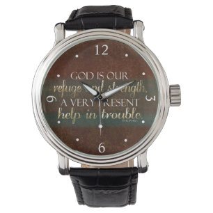 Montre Dieu est notre brun/or chrétiens de vers de bible