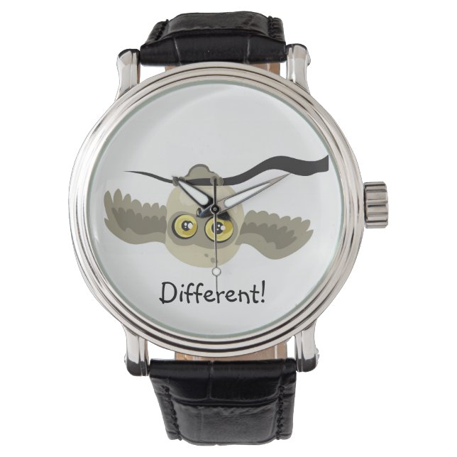 Montre Différent ! Chouette à l'envers ~montre à poignet (devant)