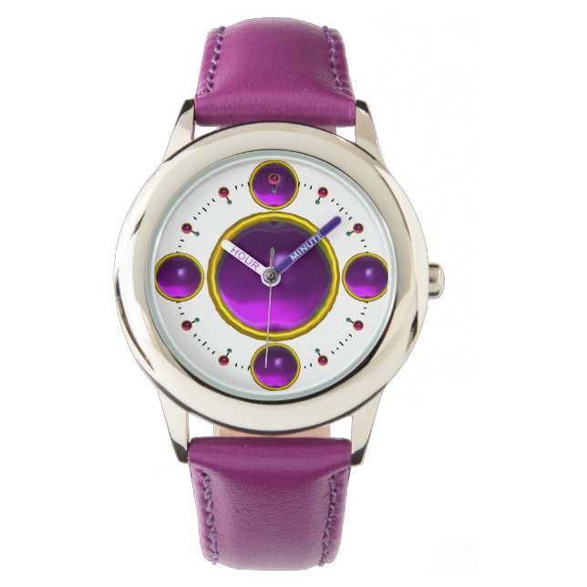 Montre DIGITAL GEMME PIERRE  or améthyste violet (devant)