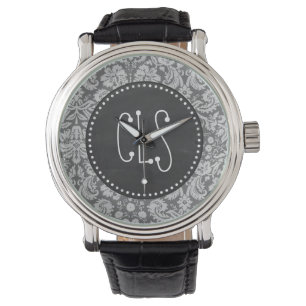 Montre Dim Grey Damask ; Retro Chalkboard