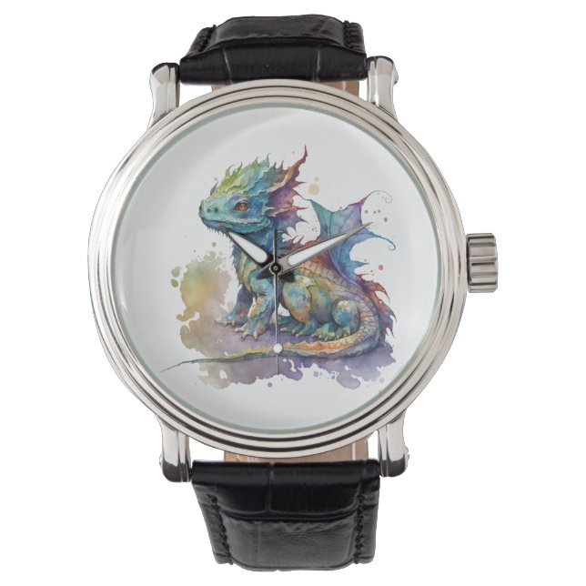 Montre d'imaginaire de bébé dragon couleur eau (devant)