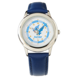 Montre Dinosaur bleu personnalisé Apprenez à dire l'heure