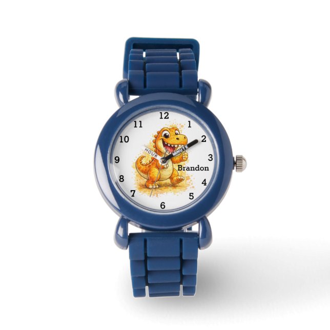 Montre Dinosaur Boy Modern Trex Custom Name For Kids (Recto)