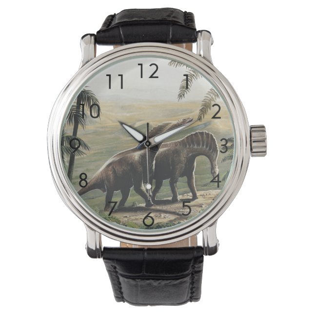 Montre Dinosaures Vintage, Amargasaurus avec Palmiers (devant)