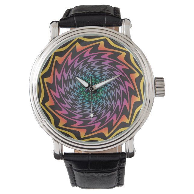 Montre DISQUE HYPNOTIQUE Mémerisation du Neon Zig Zag Hot (devant)