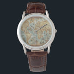 Montre Distère Vintage antique dessinée carte du monde<br><div class="desc">Vintage carte du monde antique motif sur avec texture de papier en détresse authentique.</div>