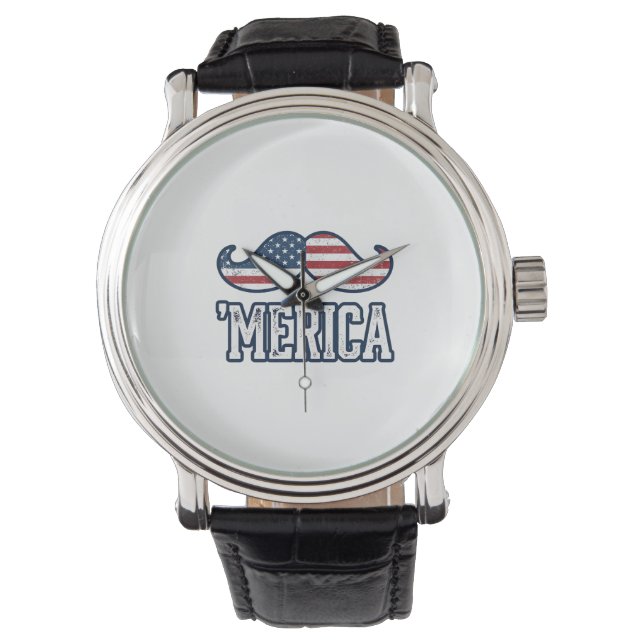 Montre Distressed America Mustache Patriotic Vector Desig (devant)