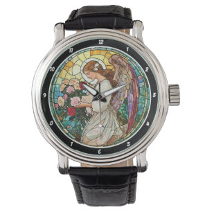 Montre Divine Rose Radiance Vitrail Ange Murale 