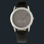 Montre do-it-yourself | Nom personnalisé, couleur, texte<br><div class="desc">Es-tu un Do It Yourselfer ? Maintenant, vous pouvez créer votre propre montre à poignet eWatch personnalisée avec notre modèle facile à utiliser do-it-yourself. Ajoutez un nom. Initiales. Un monogramme. Une photo. Un logo ou une autre image. Cette montre est présentée dans Taupe avec du texte blanc, mais vous pouvez...</div>