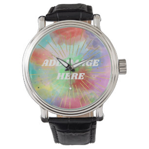 Montre do-it-yourself nuages d'aquarelle d'été colorés Cu