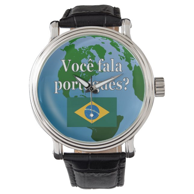 Montre Do you speak portuguese ? Flag globe (devant)