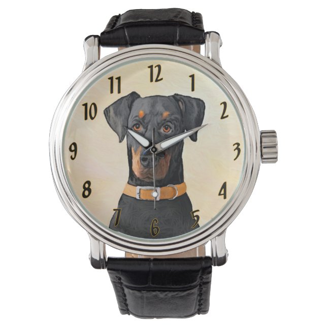 Montre Doberman Pinscher Peinture non découpée Art origin (devant)