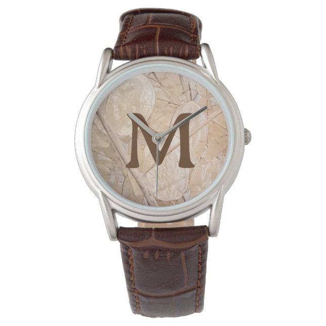 Montre Dollar d'argent séché photo personnalisée initiale (devant)
