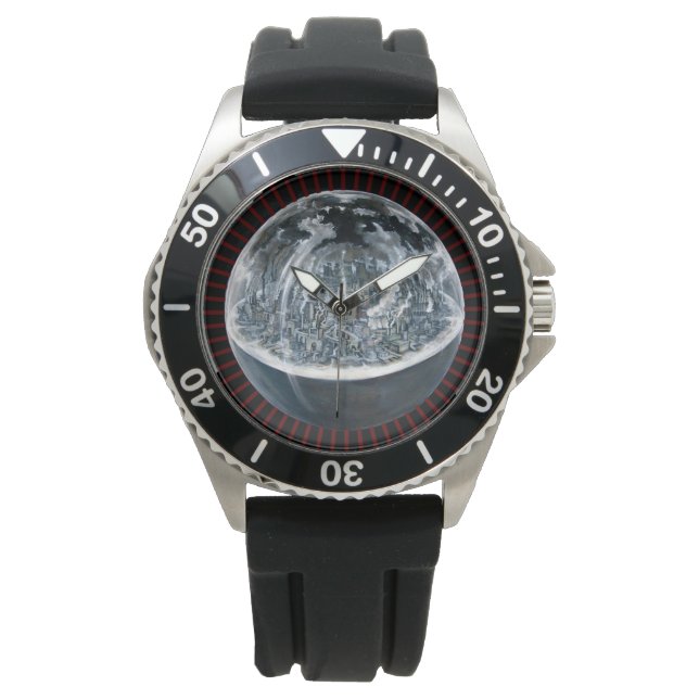 Montre Domed Flat Earth Hommes Couronne Protector Watch (devant)