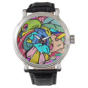 Montre Doodle Art Abstrait coloré