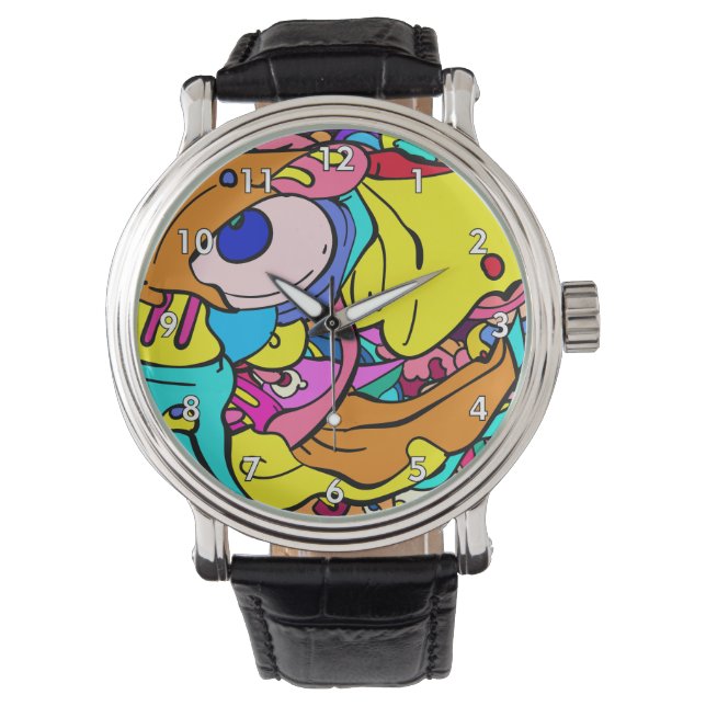 Montre Doodle Art Abstrait coloré (devant)