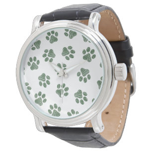 Montre Doodle Paws, empreintes de chien, pattes vertes
