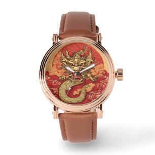 Montre d'or du Rose de Dragon chinois