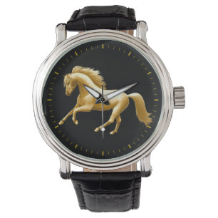 Montre d'or galopante de cheval