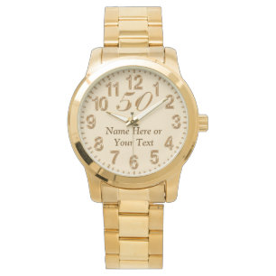 Montre d'or personnalisée 50 ans pour hommes et fe