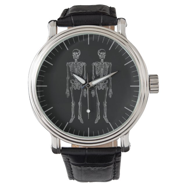 Montre Double Skeletons humains blancs (devant)